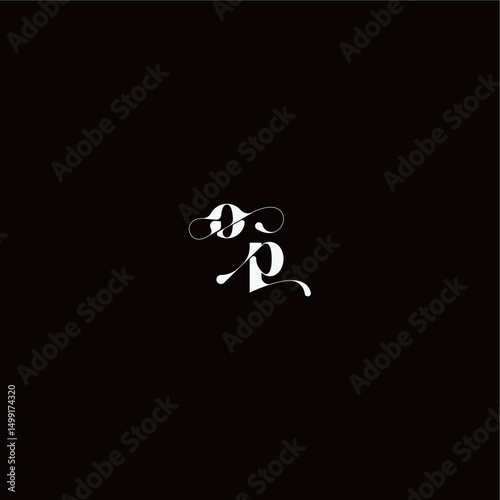 wedding typography initial monogram style and elegant concept OP organic hairline logo letter