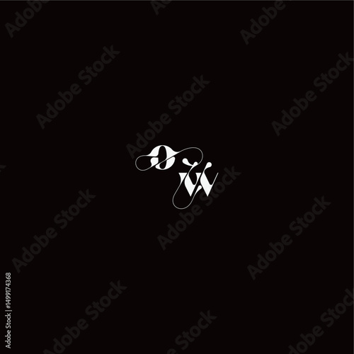 wedding typography initial monogram style and elegant concept OW organic hairline logo letter