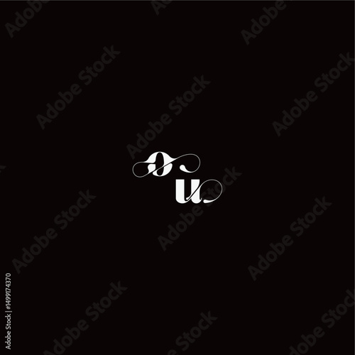wedding typography initial monogram style and elegant concept OU organic hairline logo letter