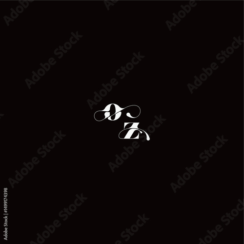 wedding typography initial monogram style and elegant concept OZ organic hairline logo letter