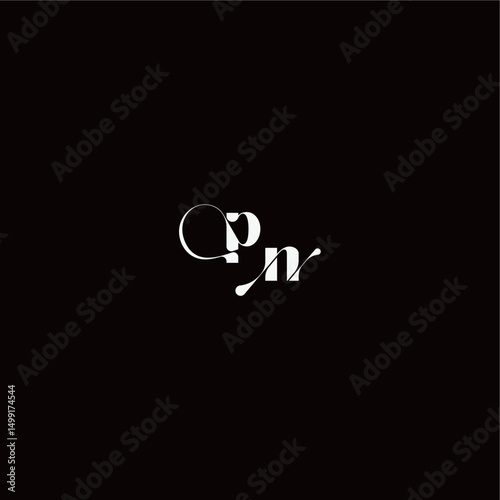 wedding typography initial monogram style and elegant concept PN organic hairline logo letter