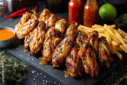 Grilled chicken wings with ...