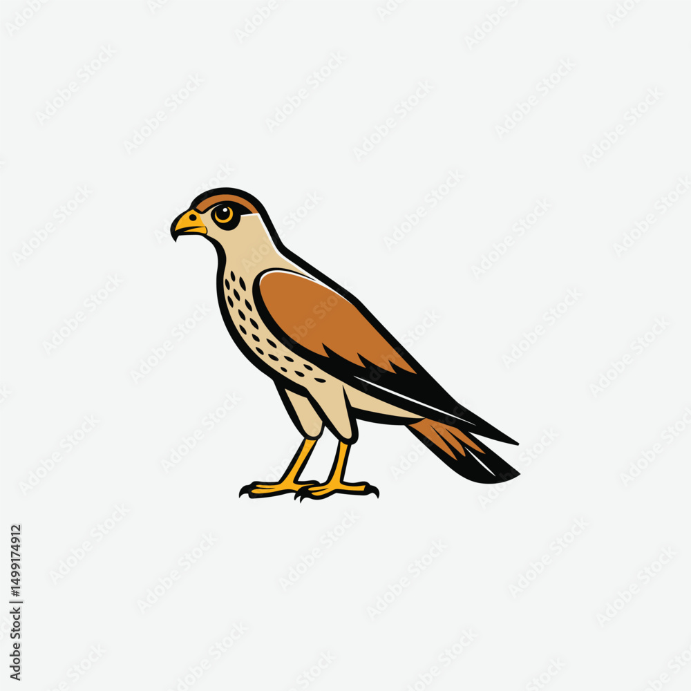 Fototapeta premium Minimal Hawk Bird Silhouette Vector – Elegant High-Contrast Walking Pose Illustration on White Background