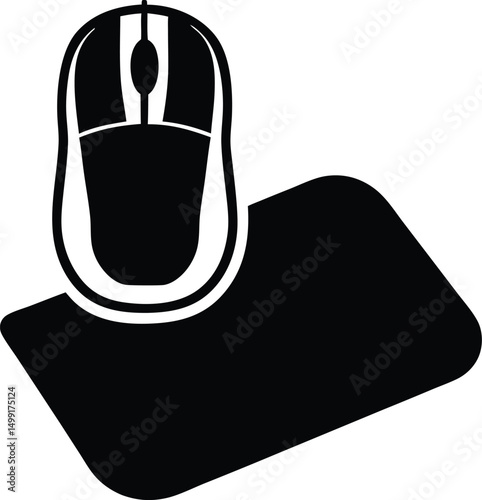 Ergonomic mouse pad silhouette black vector art design on white background
