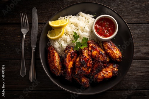 Roasted chicken wings serve...