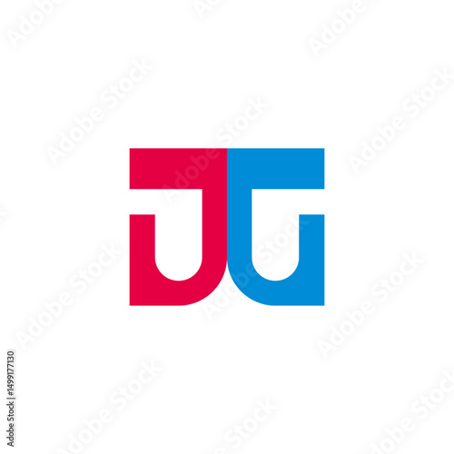 letter jtg simple linked colorful geometric logo vector