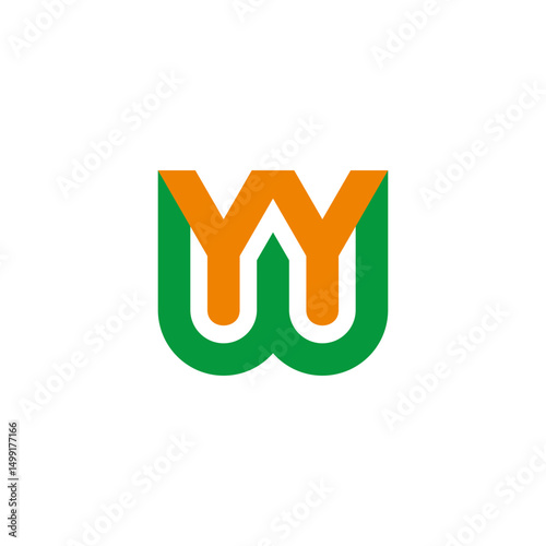 letter yw simple colorful linked geometric logo vector