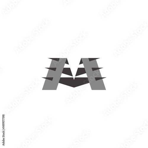 letter m grunge sharp stabs simple shadow logo vector