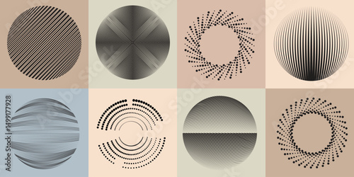 Wallpaper Mural Halftone dots in Circle Form .Rotate rounded shape Vector Illustration .Rotating dots form a circle .Rotating design element . Various lines forming round shape . Abstract Geometric line art .

 Torontodigital.ca
