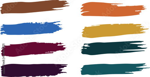 Colorful watercolor brush strokes and splashes, an art design element set