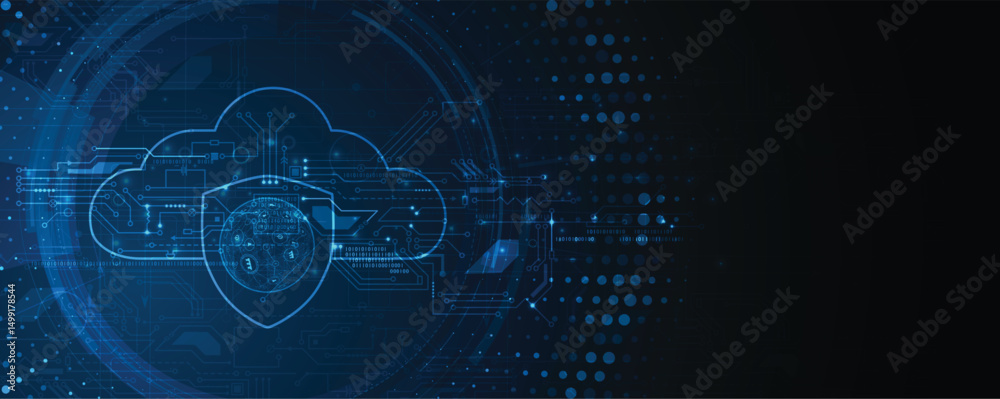 Obraz premium Cloud concept technology background and network security