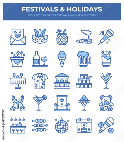 Festivals and Holidays. A Collection of 25 Fun Icons