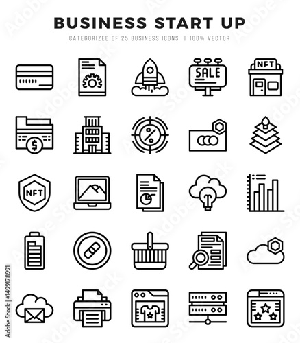 Business Start Up icons set. Collection of simple Lineal web icons.
