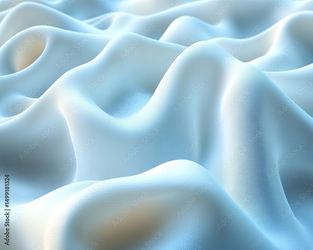 Obraz premium White fabric with soft, flowing waves and subtle textures under gentle light. Ideal for backgrounds, promoting calm, or visualizing abstract concepts.