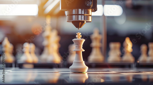 3D printer nozzle creating a chess piece
