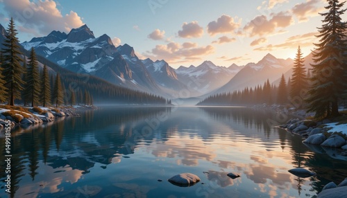 sunrise over the lake