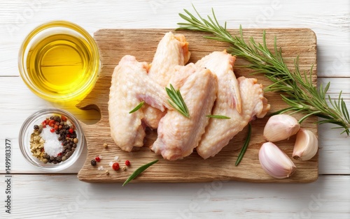 Raw chicken wings with herb...