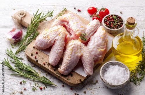 Raw chicken wings arranged ...