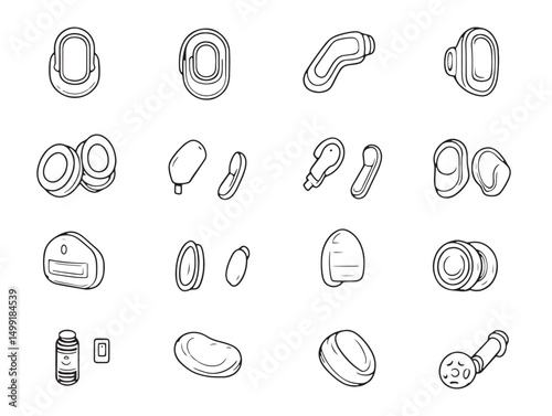 Minimalist Hearing Aid Outline Drawing Vector Graphic Art