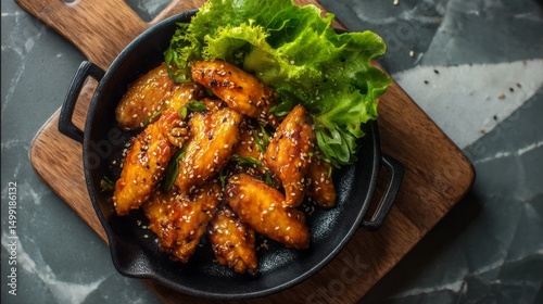 Crispy, glazed chicken wing...