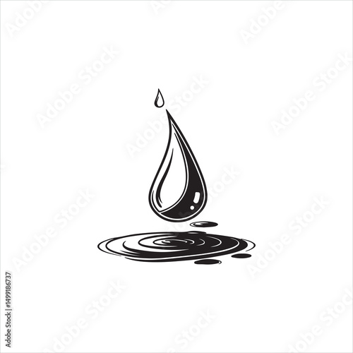 Water Drop Silhouette Icon – Minimal Liquid Symbol Vector
