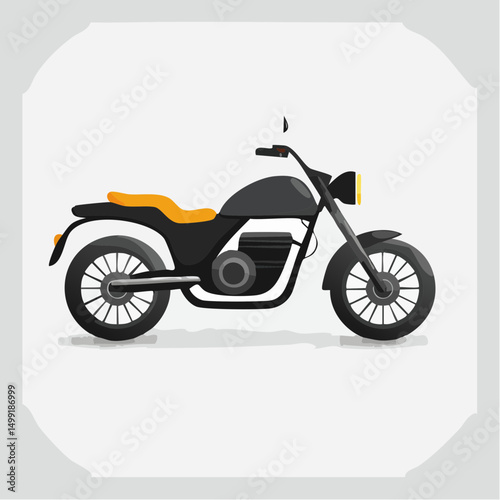 Black and Orange Retro Motorcycle Illustration