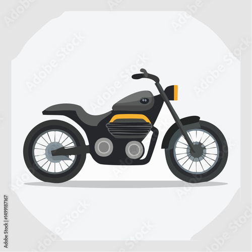 Black and Yellow Classic Motorcycle Illustration