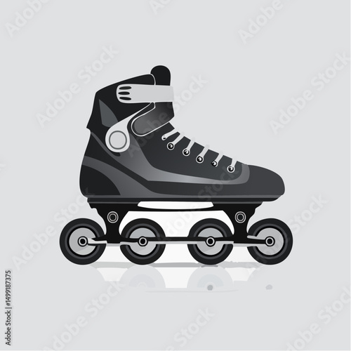 Black Inline Skates on Grey Background