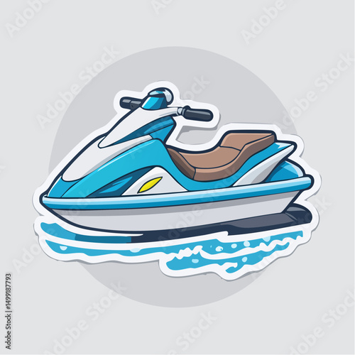 Blue and White Jet Ski Illustration