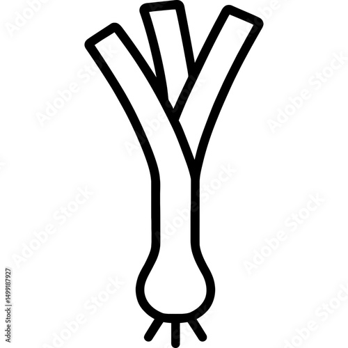 Minimalist vector icon of a leek