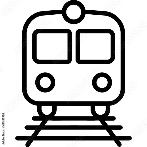 Minimalist train outline icon with bold black lines