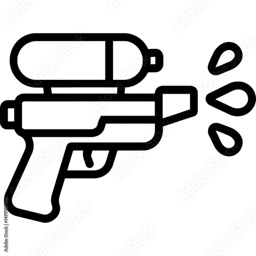 Minimalist water gun icon with bold outlines