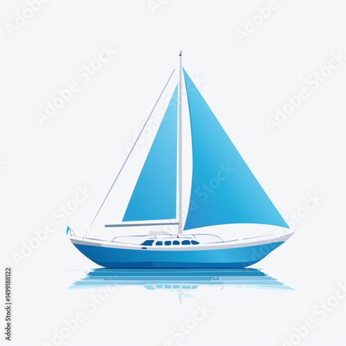 Blue Sailboat on Calm Water