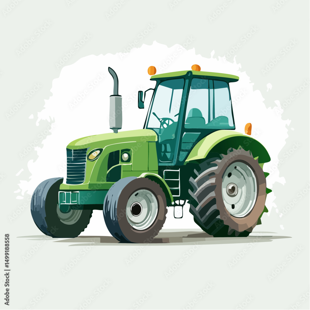 Obraz premium Green Tractor Illustration on Light Background
