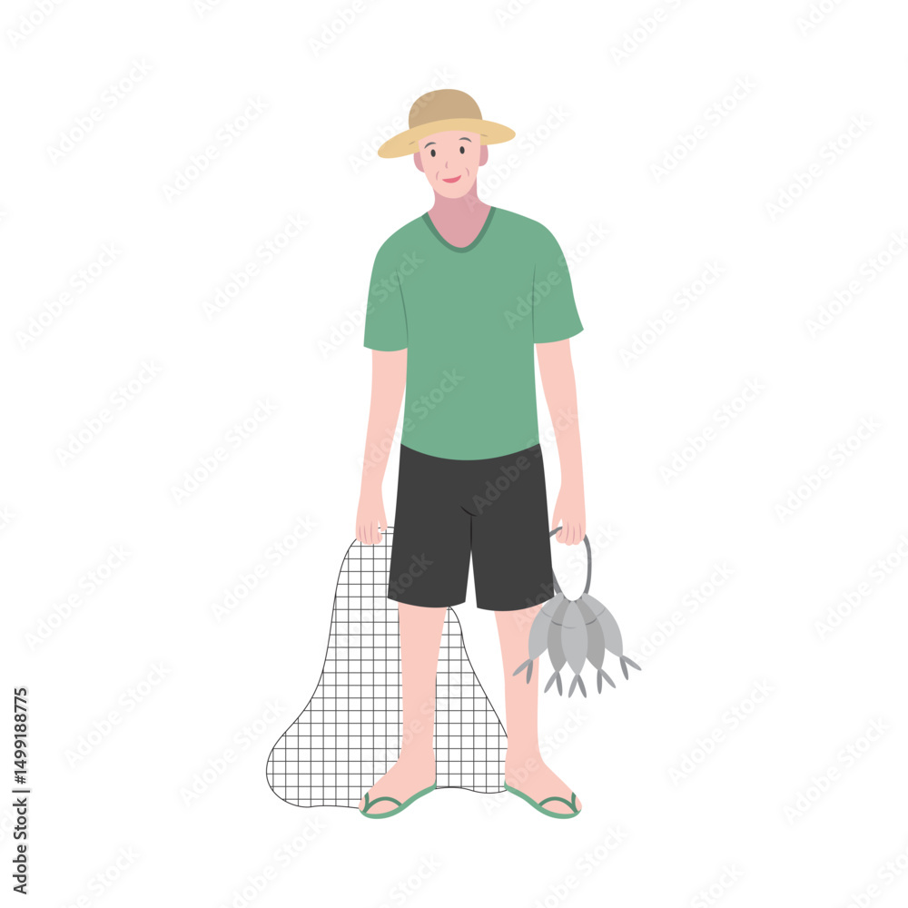 Profession Character fisherman attire perfect for infographics and educational materials Profession Character fisherman attire perfect for infographics and educational materials
