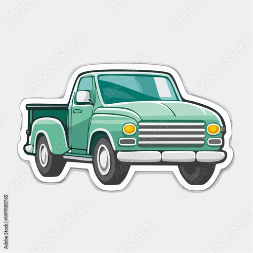 Green Vintage Pickup Truck Illustration