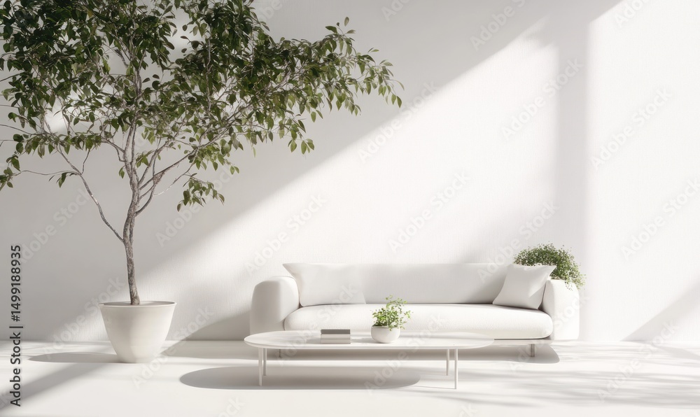 custom made wallpaper toronto digitalBright, minimalist living room with a plant