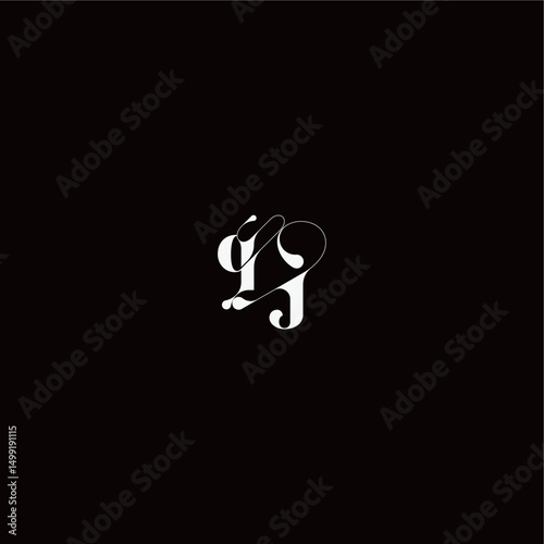 wedding typography initial monogram style and elegant concept QJ organic hairline logo letter