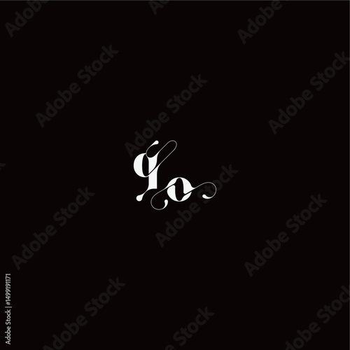 wedding typography initial monogram style and elegant concept QO organic hairline logo letter