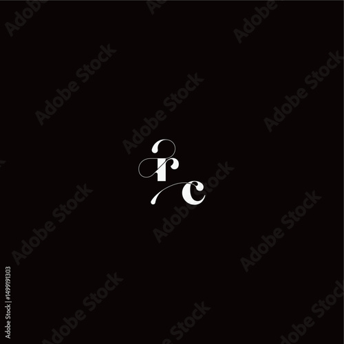 wedding typography initial monogram style and elegant concept RC organic hairline logo letter