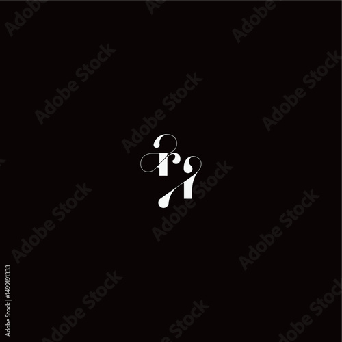 wedding typography initial monogram style and elegant concept RI organic hairline logo letter