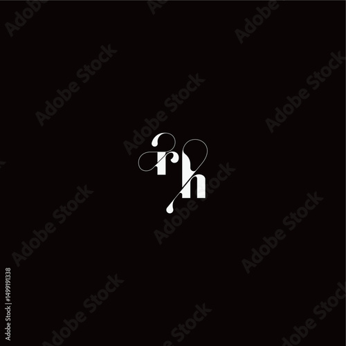 wedding typography initial monogram style and elegant concept RH organic hairline logo letter