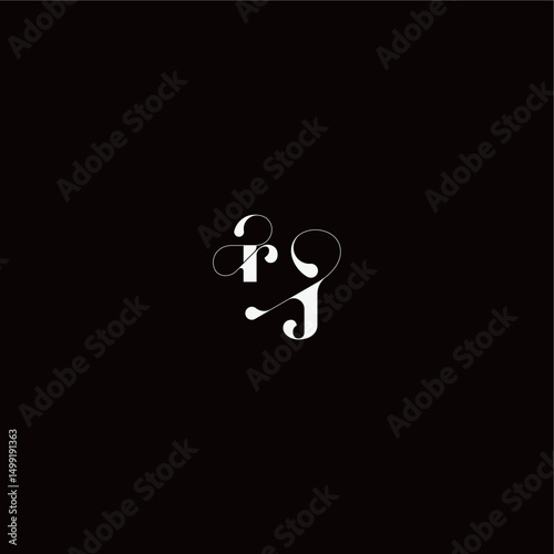 wedding typography initial monogram style and elegant concept RJ organic hairline logo letter