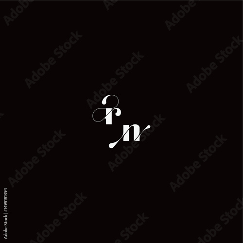 wedding typography initial monogram style and elegant concept RN organic hairline logo letter