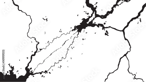 Vector grunge cracked texture. Black cracks isolated on white background. Abstract cracked texture .