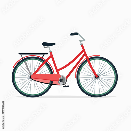 Red Vintage Bicycle Illustration on White Background