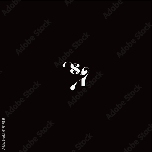 wedding typography initial monogram style and elegant concept SI organic hairline logo letter
