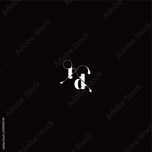 wedding typography initial monogram style and elegant concept TD organic hairline logo letter