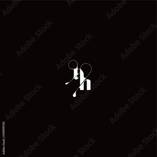 wedding typography initial monogram style and elegant concept TH organic hairline logo letter