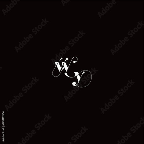 WY letter monogram style and elegant concept organic hairline logo wedding typography initial